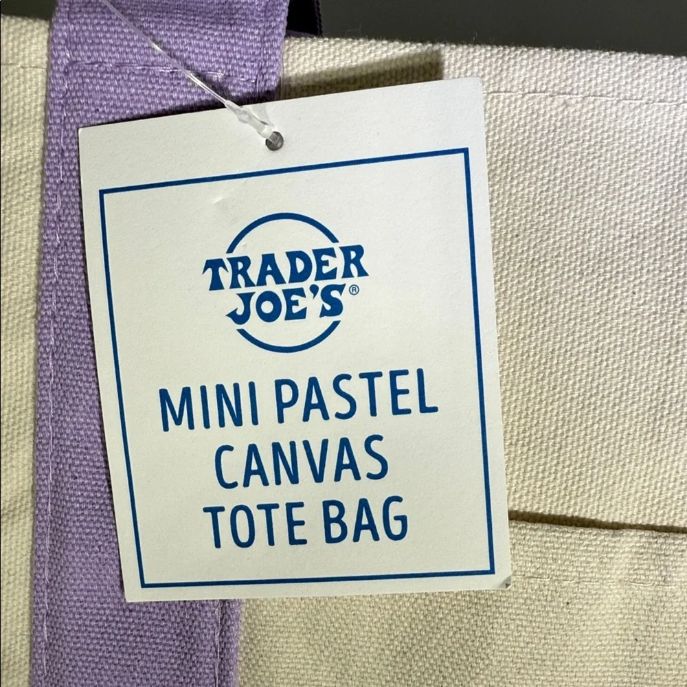 Trader Joe's Mini Pastel Canvas Tote Bag - Picture 2 of 5